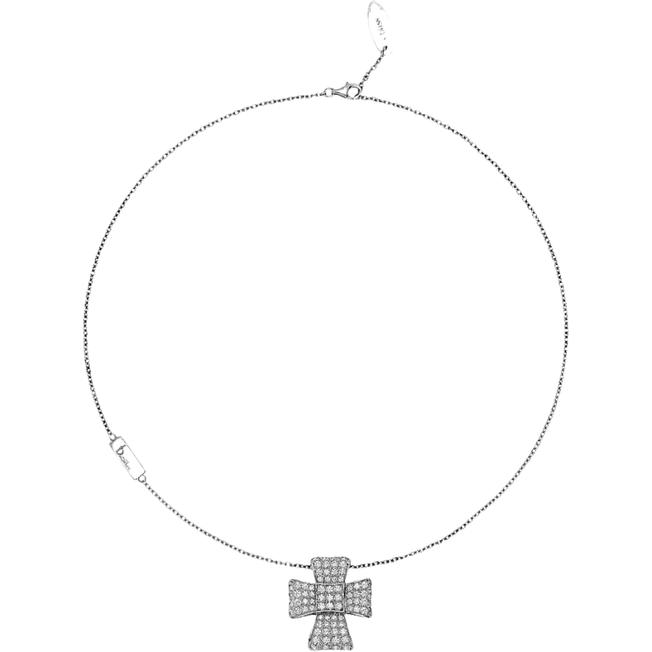 Collana Argento Croce Zirconi con ciondolo a croce in pavé di diamanti