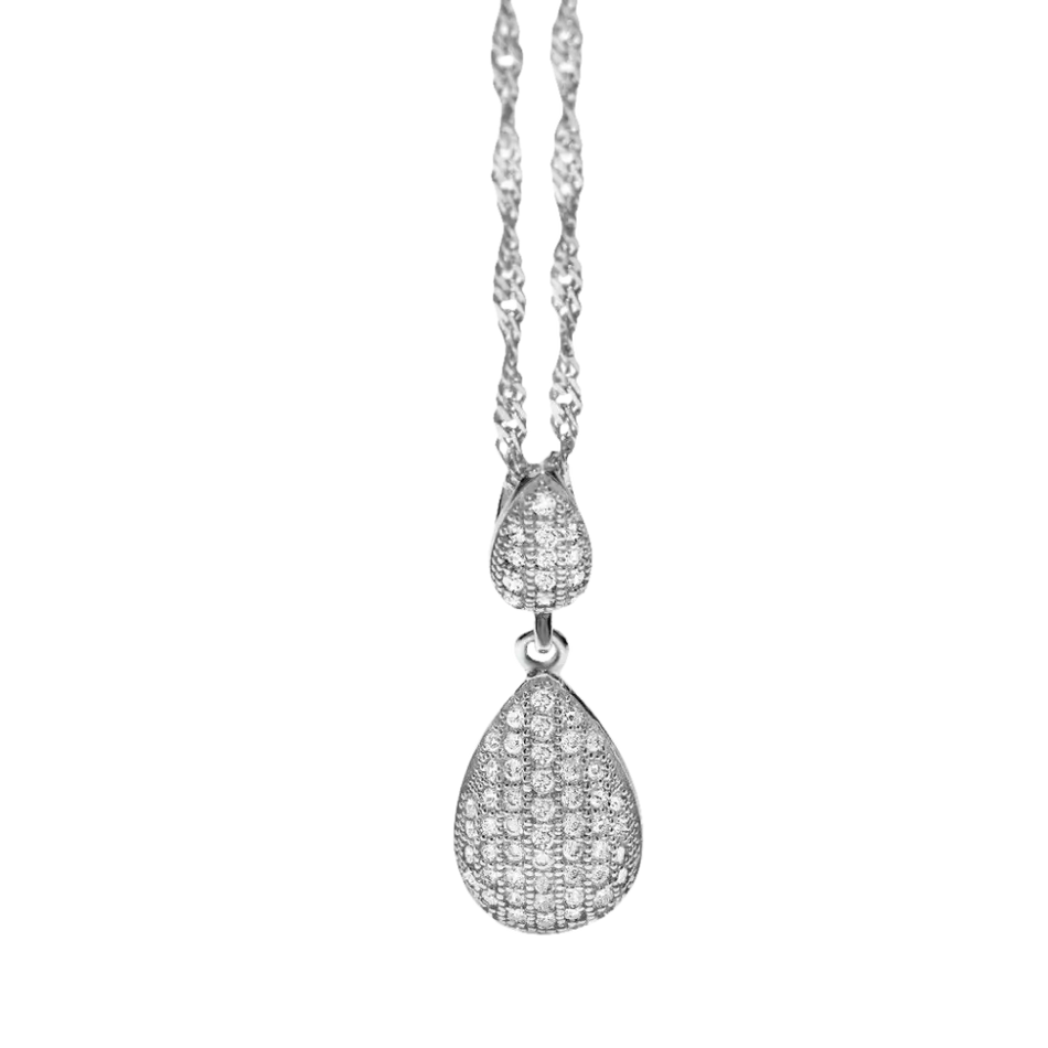 Collana in argento con doppio pendente a goccia e zirconi lucenti AAG 026