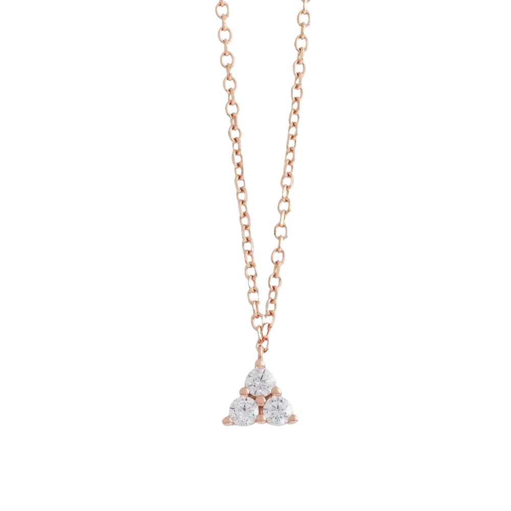 Collana argento rosé con pendente a triangolo e zirconi della linea Ambrosia