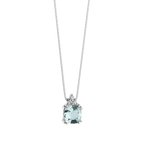 Collana Azzurra con acquamarina e diamanti, argento, pendente a cuscino azzurro chiaro