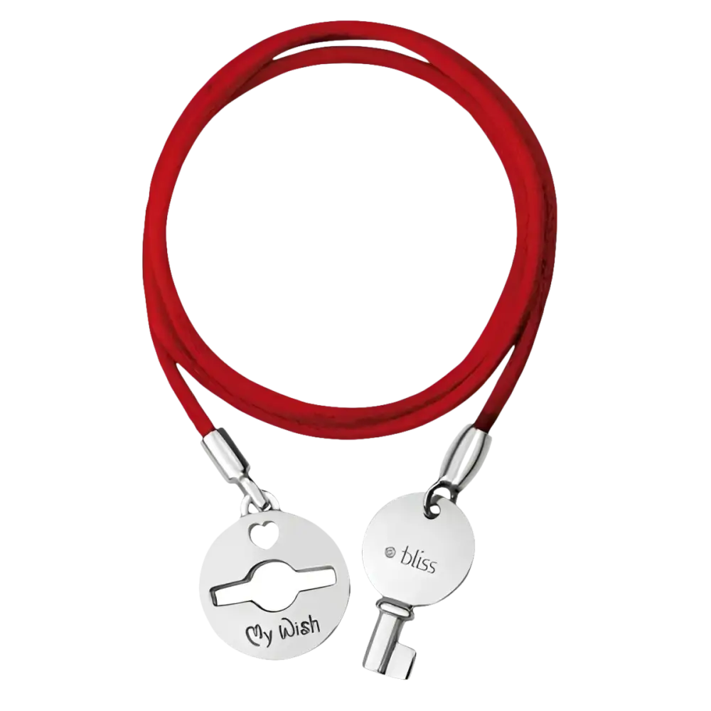 Bracciale con corda rossa, chiave e lucchetto in argento per Collana Bliss My Wish