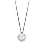 Collana Bliss Punto Luce Zircone Argento con ciondolo rotondo in argento e pietra chiara