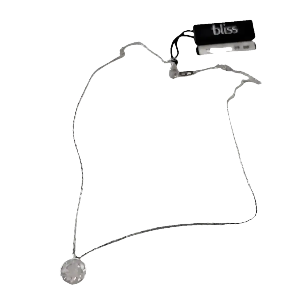 Collana Bliss Punto Luce Zircone Argento con pendente tondo in cristallo e etichetta del marchio