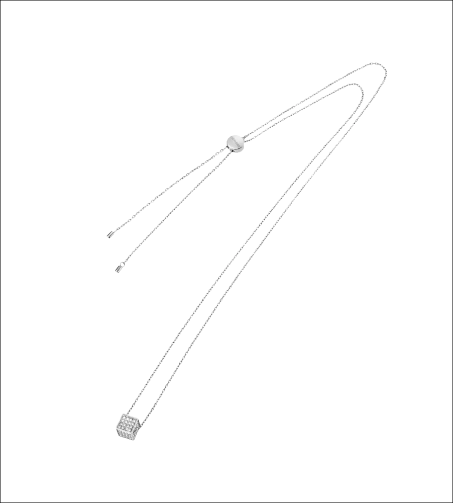 Collana CALVIN KLEIN Rocking in argento con ciondolo con diamanti pave e chiusura bolo