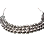 Collana Charleston Argento e Perle con tre fili di perle di argento lucido