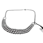 Collana Charleston Argento e Perle con tre fili di perle e tag in argento