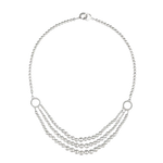 Collana Charleston Argento e Perle con multi-strand di perle e dettagli gem-studded