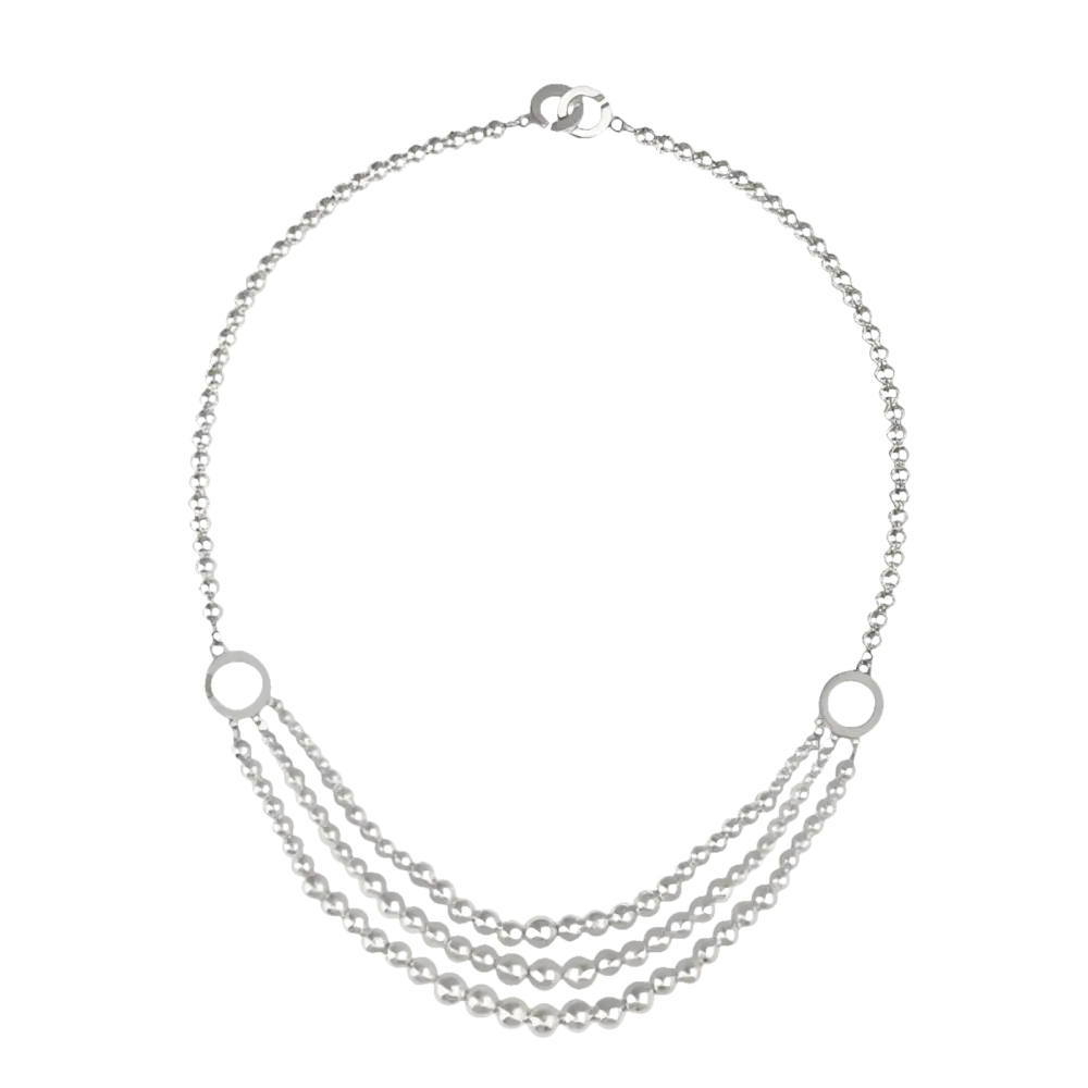 Collana Charleston Argento e Perle con multi-strand di perle e dettagli gem-studded