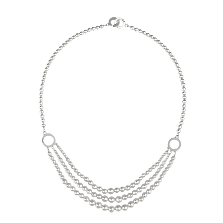 Collana Charleston Argento e Perle con multi-strand di perle e dettagli gem-studded