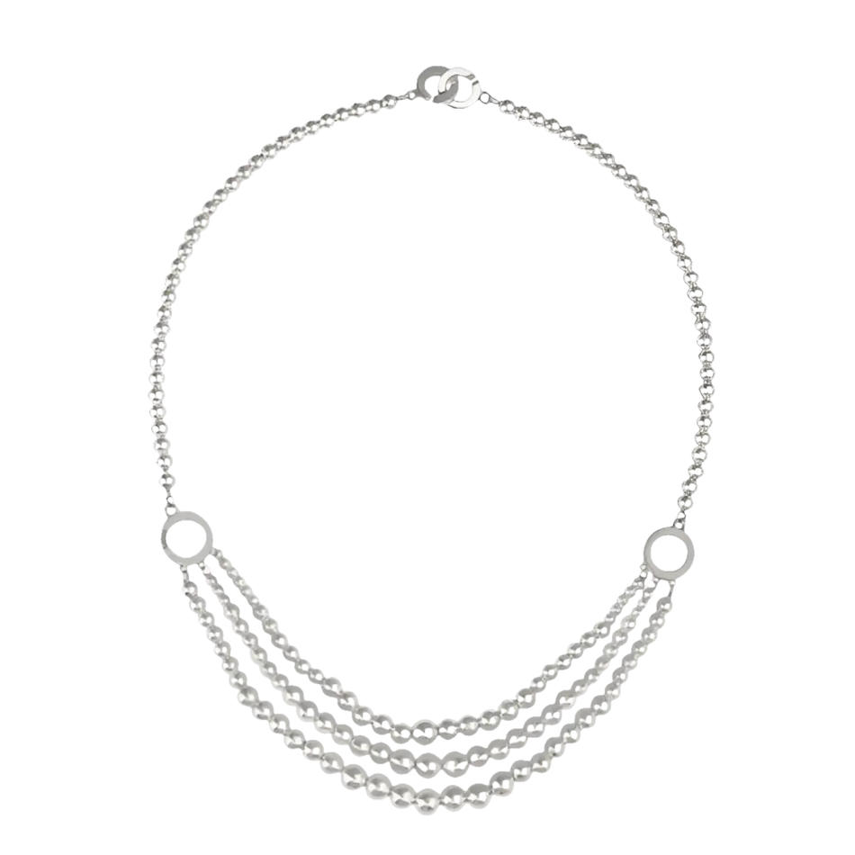 Collana Charleston Argento e Perle con multi-strand di perle e dettagli gem-studded