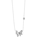 Collana Comete Fiocco Oro Bianco e Diamante con catenina argento e pendente fiocco con diamante