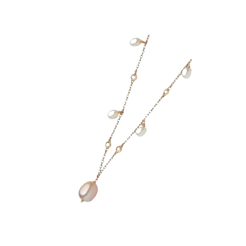 Collana Comete Perle e Diamanti GLP 349 con catena in oro, perle di varie forme