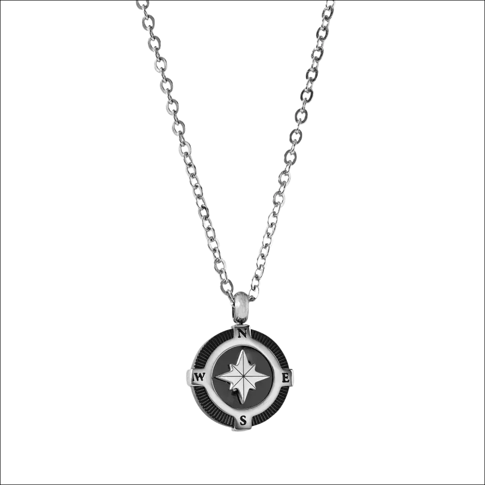 Collana Comete Uomo UGL 761: ciondolo bussola silver con direzioni incise