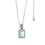 Collana con Acquamarina Naturale e Diamanti GLQ 250, collana in argento con pendente con acquamarina e diamanti