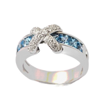 Anello in argento con nodi di diamanti e gemme blu CENTOVENTUNO