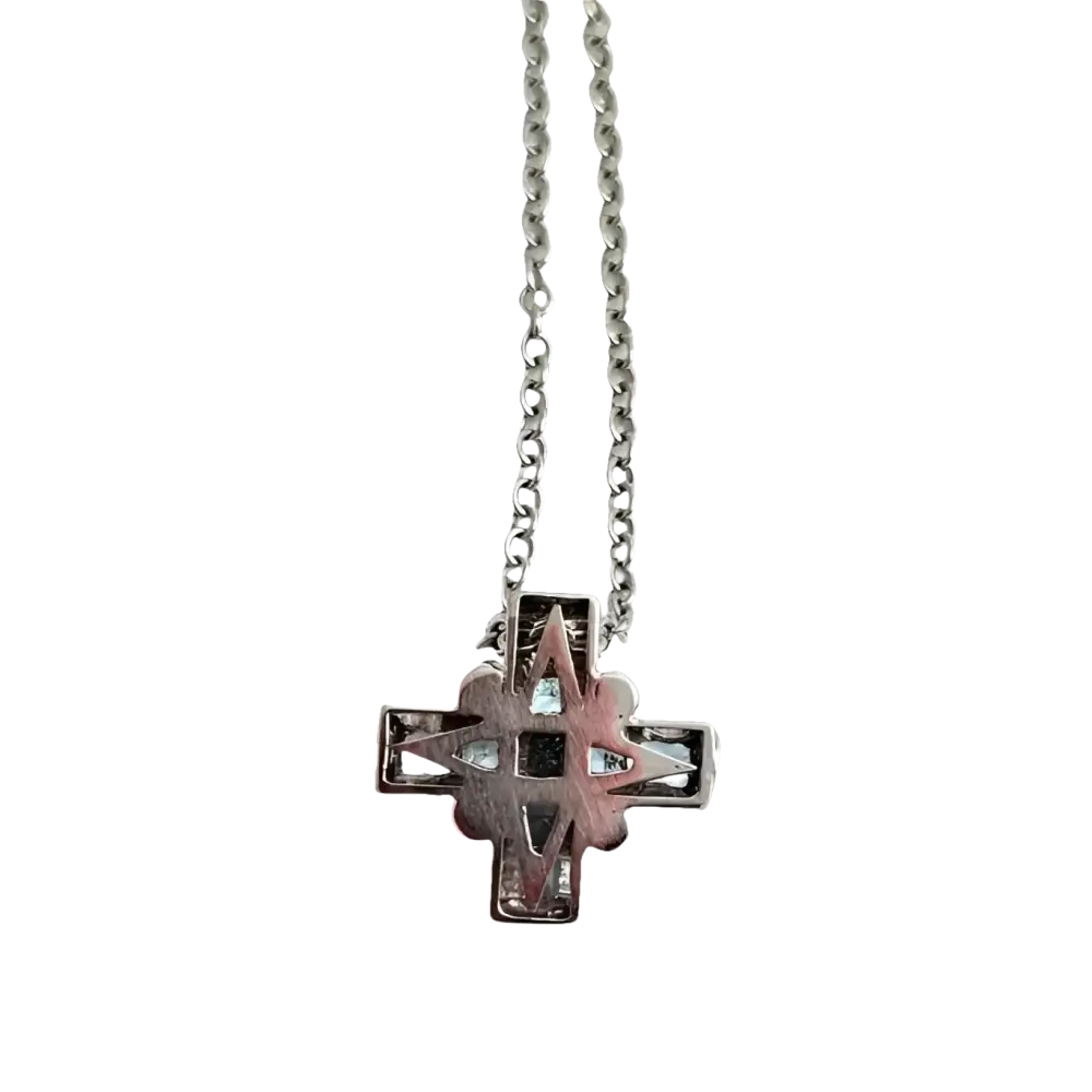 Collana con croce in argento decorata con diamanti e topazi CENTOVENTUNO