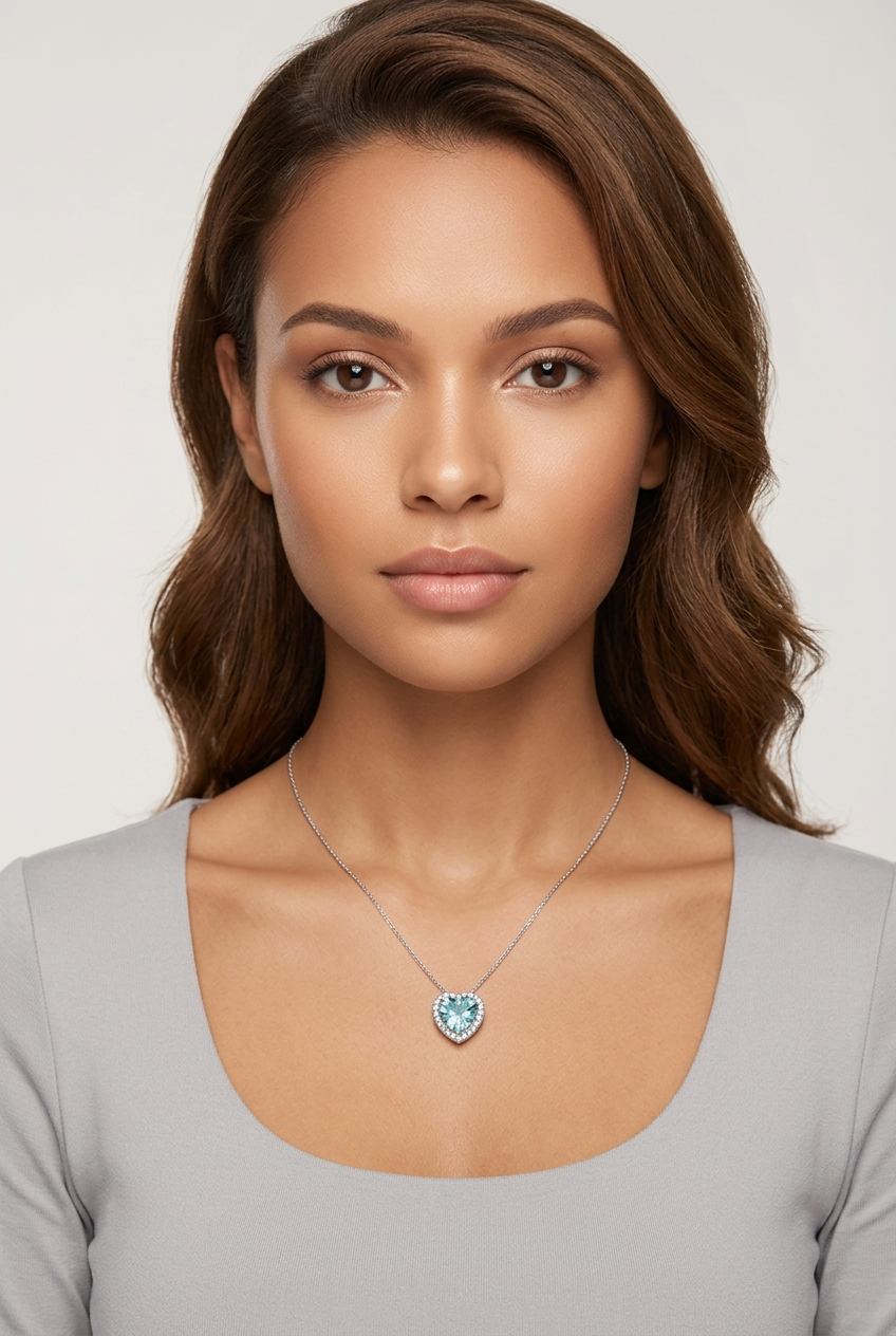 Collana con cuore Acquamarina e diamanti Comete|bonini-gioielli