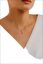 Collana Croce Oro Bianco e Diamanti GLB 1563, delicata con croce minimalista
