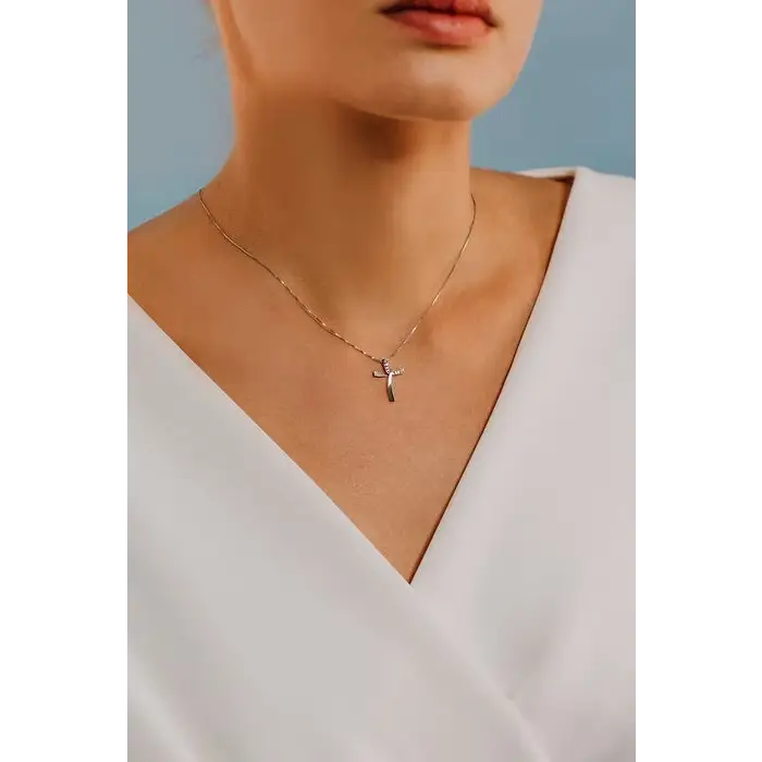 Collana croce oro bianco e diamanti GLB 1563 COMETE|bonini-gioielli