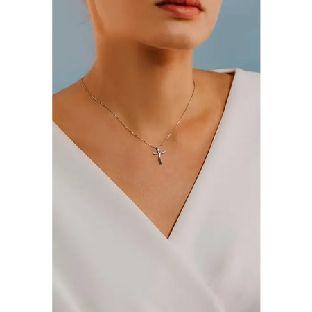 Collana croce oro bianco e diamanti GLB 1563 COMETE|bonini-gioielli