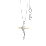 Collana Croce Oro Bianco giallo e Diamanti GLB 1711|bonini-gioielli