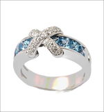 Anello in argento con nodi di diamanti e gemme blu CENTOVENTUNO