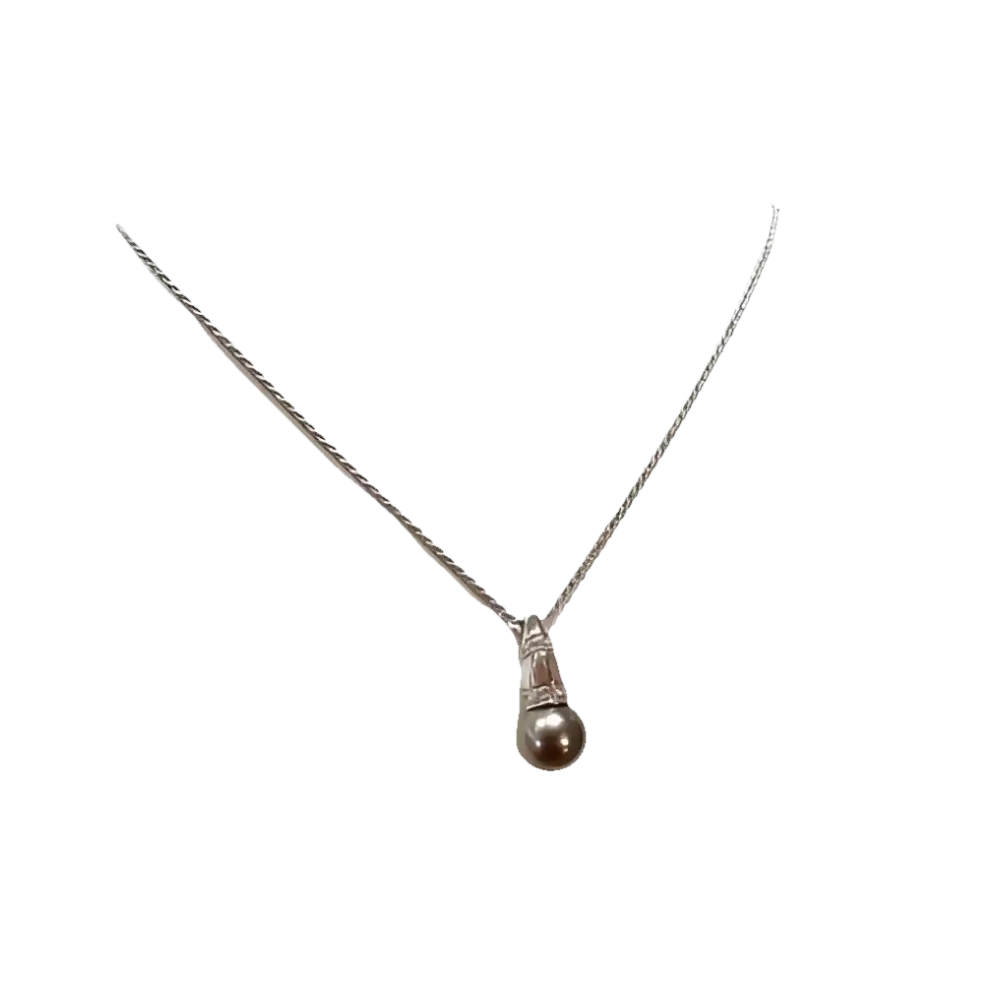 Collana diamanti e perla nera Tahiti di Salvini con pendente in perla su catena argentata