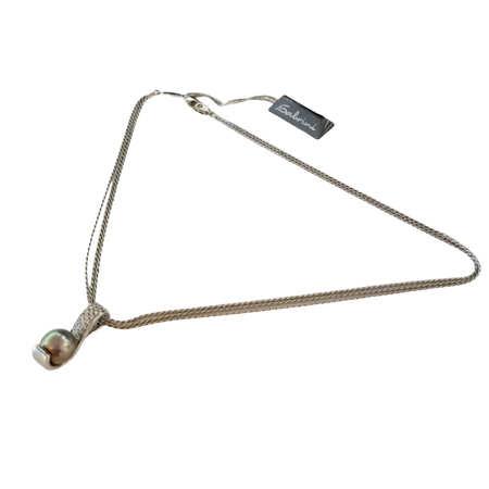 Collana Salvini con catena argento e pendente di perla nera Tahiti autentica