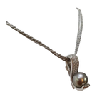 Collana Salvini con catena in argento, pendente di perla grigia e diamanti