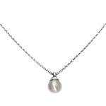 Collana Galileo Oro Bianco Sparkling Glamour con catena argento e pendente di perla barocca grigia chiara
