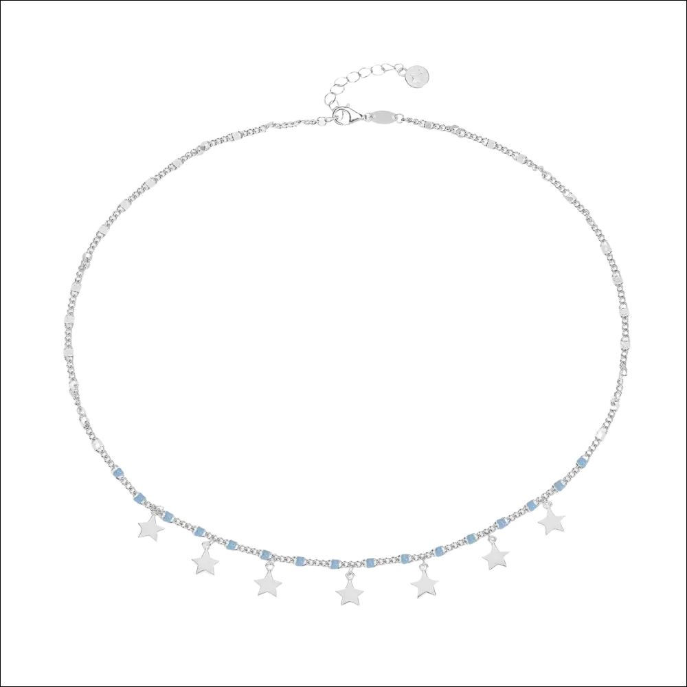 Collana girocollo argento stella talismano azzurro con perline blu