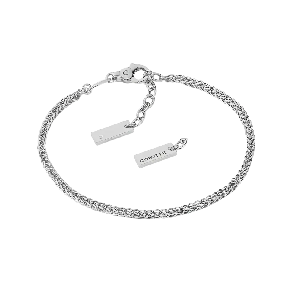 Collana girocollo uomo Comete argento e diamante con catena intrecciata