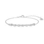 Bracciale a catena in argento con pietre chiare a forma di pera e charms a stella