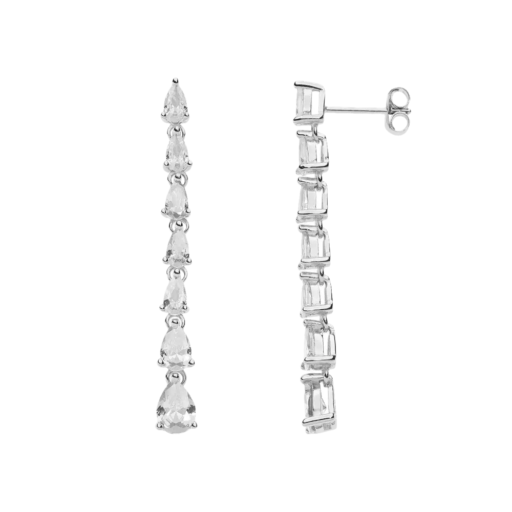 Orecchini a goccia in argento con cubic zirconia trasparenti per Collana Gocce di Tennis Farfalle