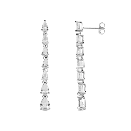 Orecchini a goccia in argento con cubic zirconia trasparenti per Collana Gocce di Tennis Farfalle