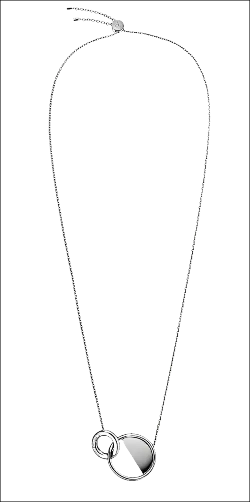 Collana in acciaio con due pendenti circolari interconnessi, spedizione gratuita