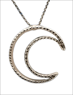 Collana Luna Oro Bianco e Diamanti: pendente luna crescente argento con diamanti