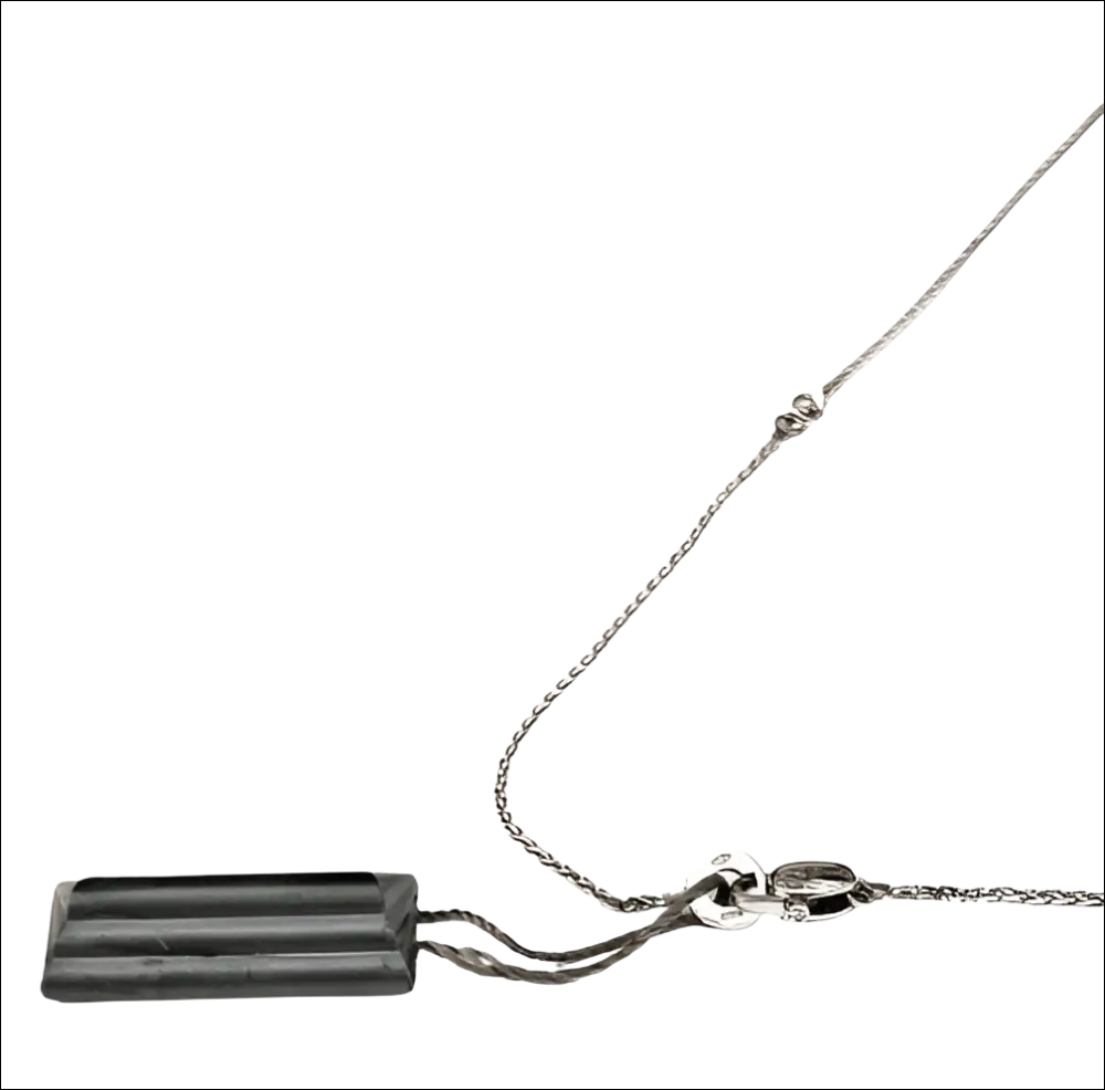Collana Luna Oro Bianco e Diamanti con catena silver e onice nero rettangolare