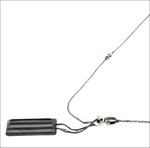 Collana Luna Oro Bianco e Diamanti con catena silver e onice nero rettangolare