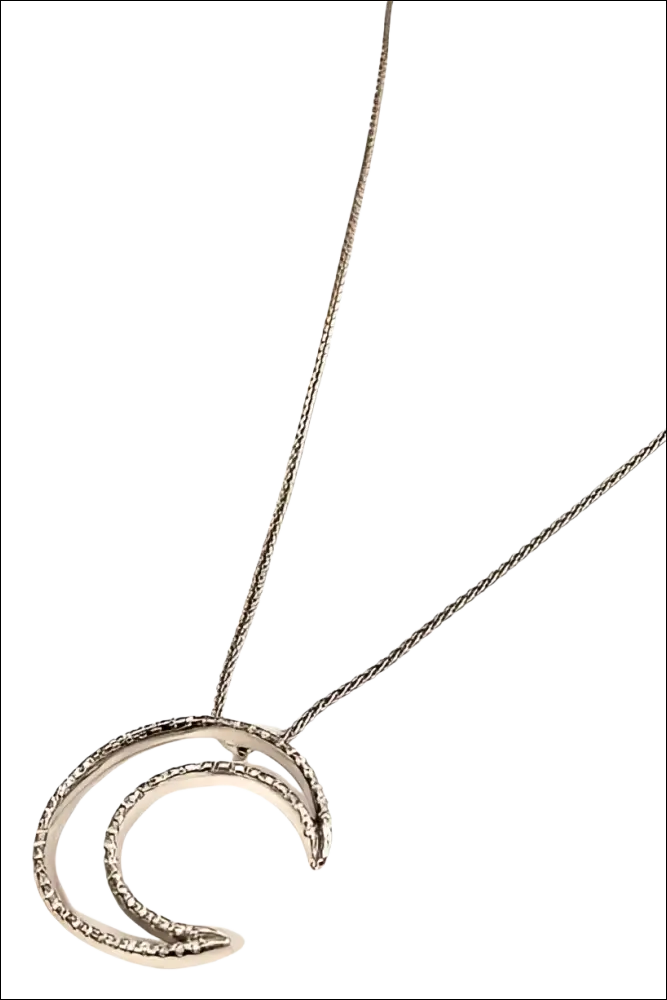 Collana Luna Oro Bianco e Diamanti, retro con pendente curvo e pietre scintillanti