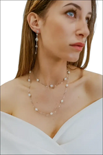 Collana lunga argento perle e cristalli cromatica inverno rosa oro perle