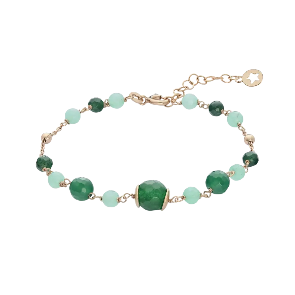 Collana lunga Argento Rosé con Agata e Giada COMETE, bracciale delicato