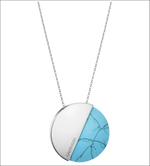 Collana lunga Calvin Klein Spicy con pendente rotondo in metallo e turchese blu