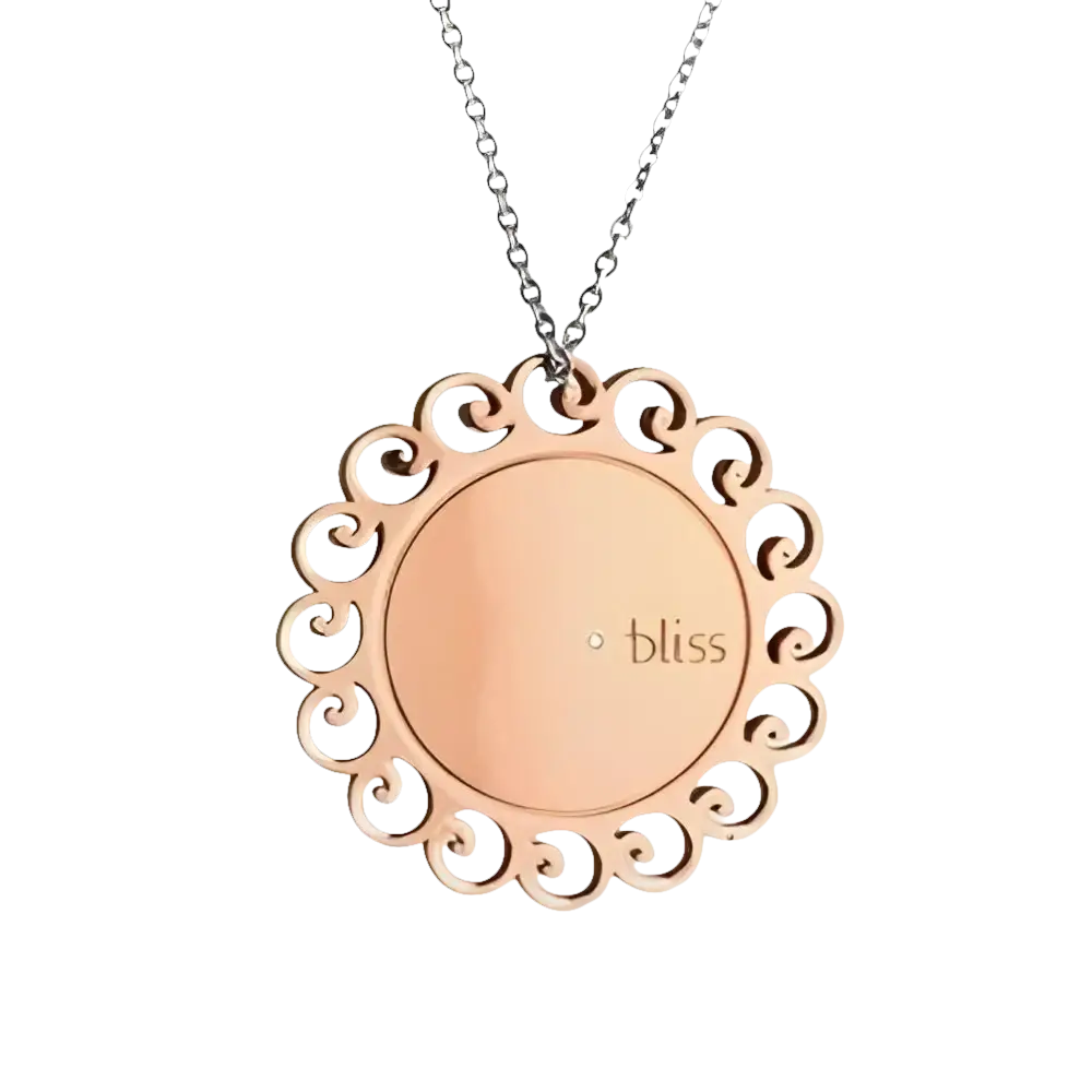 Collana lunga in oro rosa con pendente rotondo decorativo Spedizione Gratuita Italia