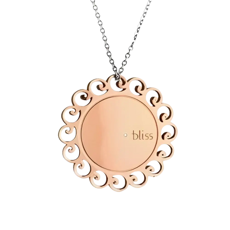 Collana lunga in oro rosa con pendente rotondo decorativo Spedizione Gratuita Italia