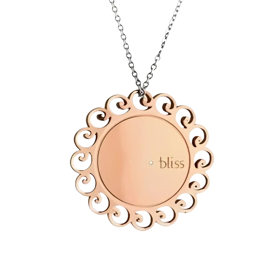 Collana lunga in oro rosa con pendente rotondo decorativo Spedizione Gratuita Italia