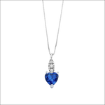 Collana Oro Bianco Cuore Blu Ambrosia AGZ 403: pendente zaffiro blu a cuore con 3 diamanti su catena silver