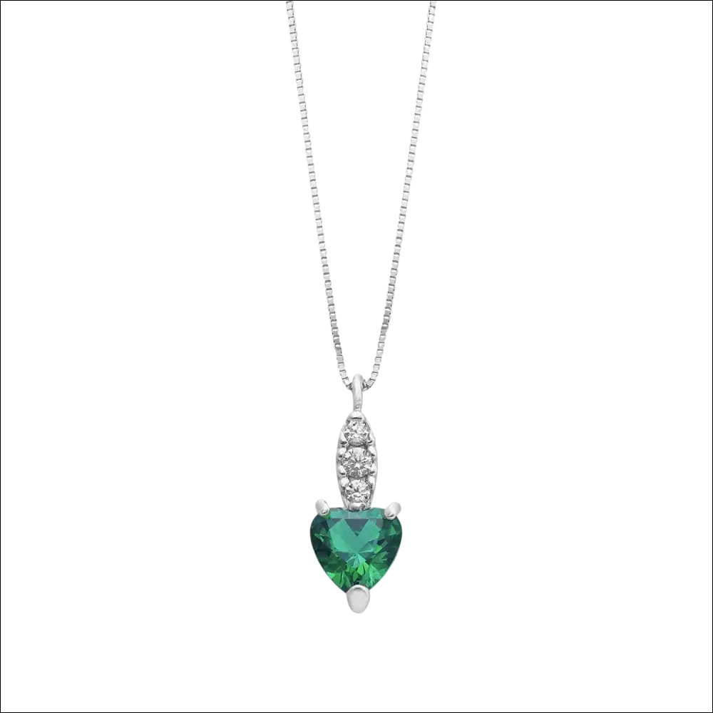 Collana oro bianco cuore verde Ambrosia AGZ 405 con smeraldo e diamanti