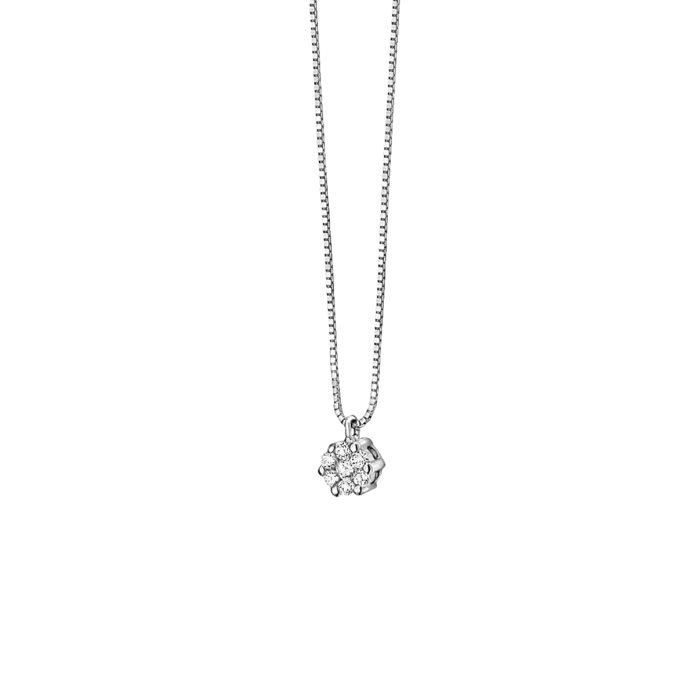 Collana Oro Bianco e Diamanti COMETE Gioielli con catenina delicata e pendente con diamanti