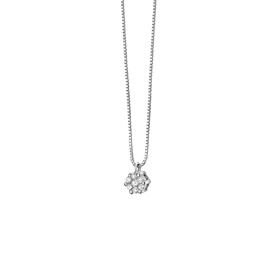Collana Oro Bianco e Diamanti COMETE Gioielli con catenina delicata e pendente con diamanti
